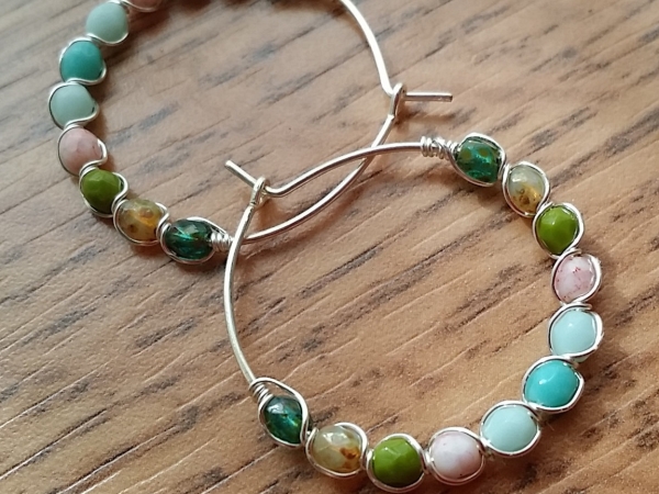 Multi Colored Czech Gl Beaded Hoop Earrings Hiness