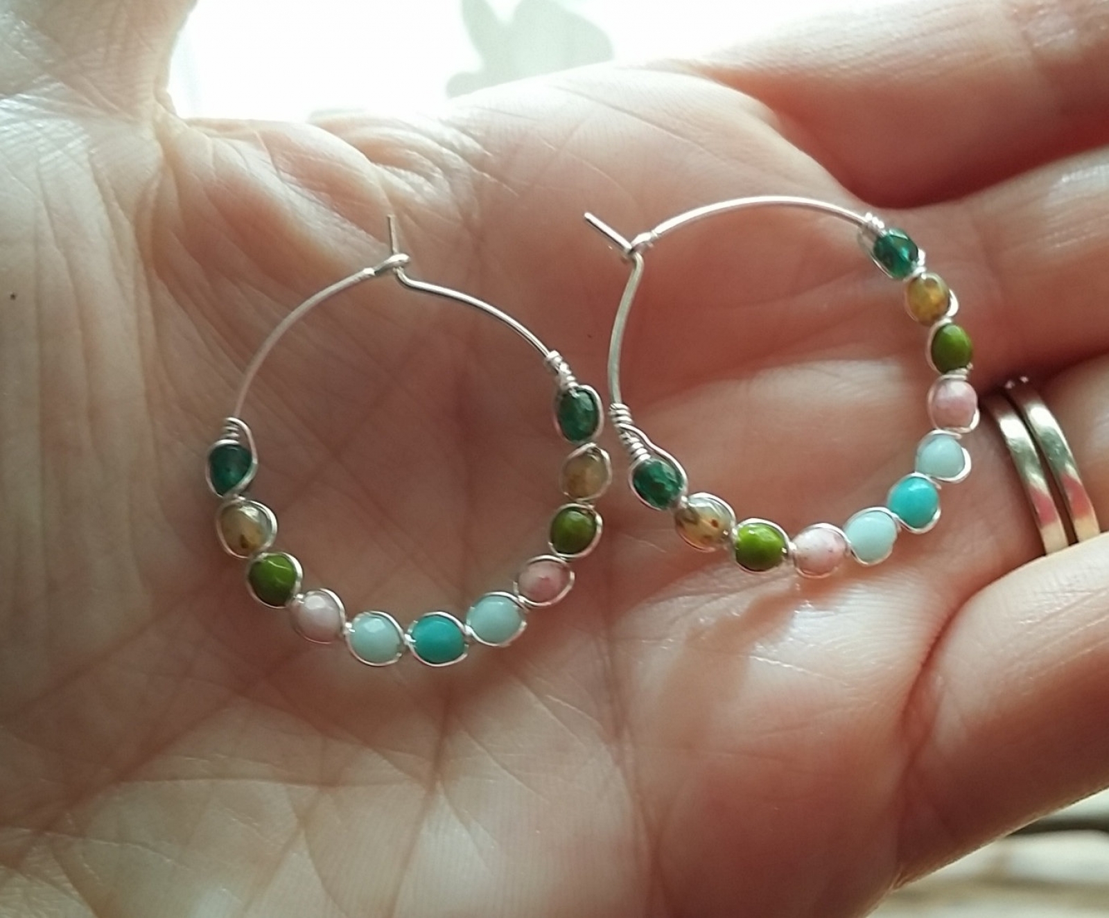 Multi Colored Czech Glass Beaded Hoop Earrings | Buy Happiness