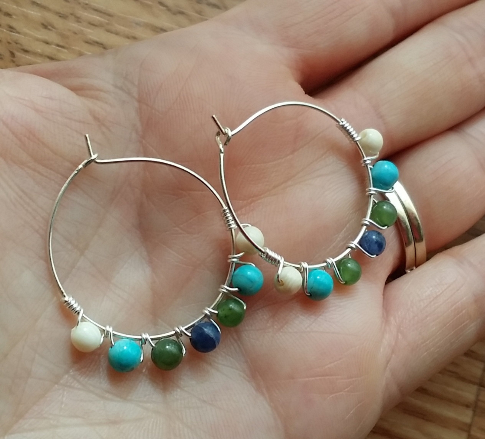 Gemstone Beaded Hoop Earrings Buy Happiness