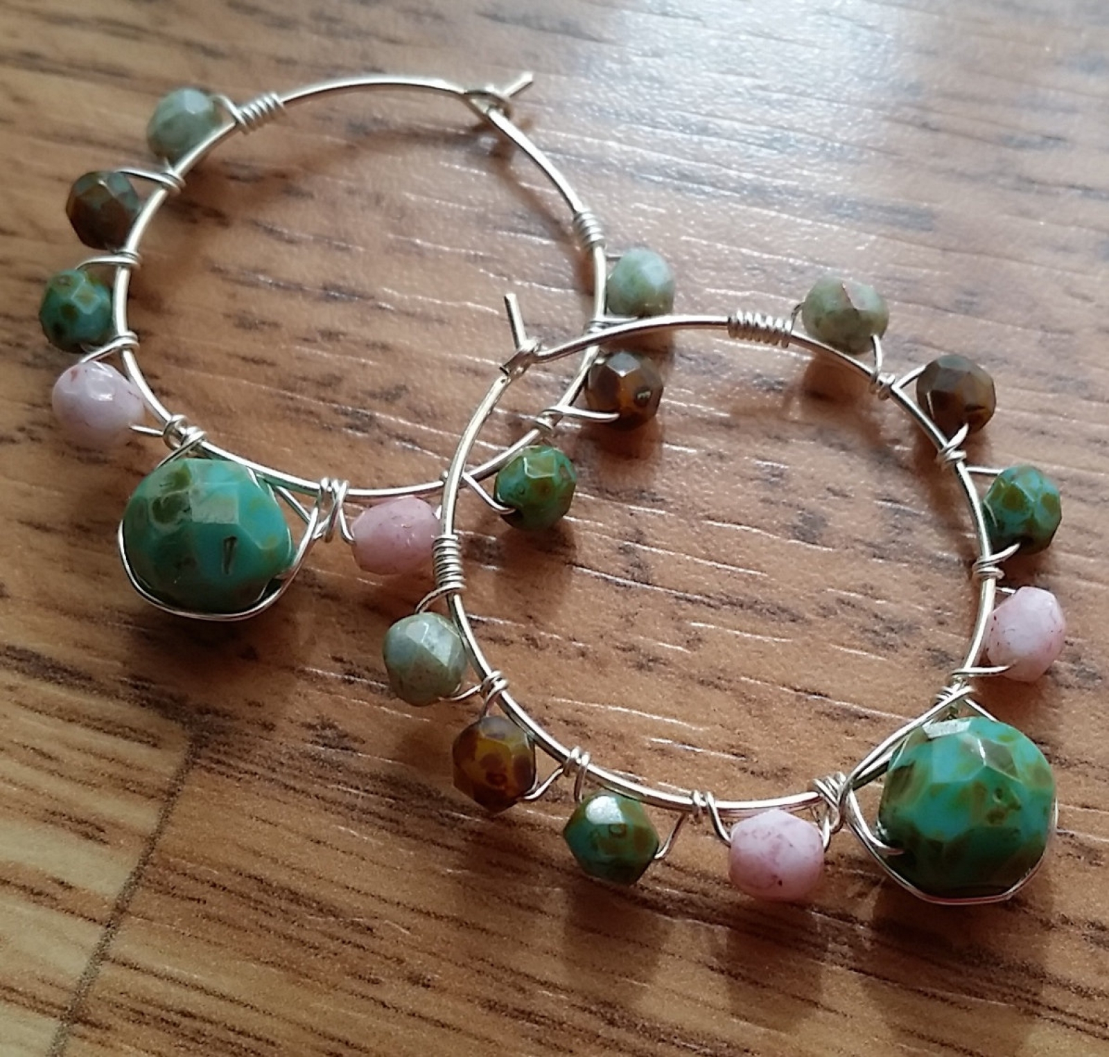 Happy Spring Czech Glass Beaded Hoop Earrings | Buy Happiness