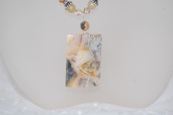 Crazy Lace Agate, Swarovski Crystals and Sterling