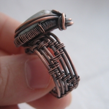 Natural Aquamarine Stone wrapped with Copper Weaving img_6152.jpg