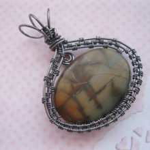 Scenic Jasper "Sunset" Oxidized Sterling Wire-Wrapped Pendant img_6418.jpg