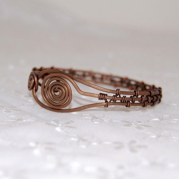 Spiral Wire-Weaved Copper Bangle