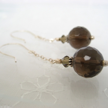 Smoky Quartz and Sterling Silver ~ Hot Coffee Earrings