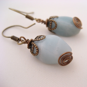 Amazonite and Antiqued Brass ~ Powder Earrings