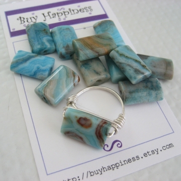 Larimar Blue Crazy Lace Agate Pillow Ring ~ Pick your stone and ring size