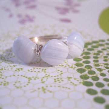 Blue Lace Agate Triple Bead Ring