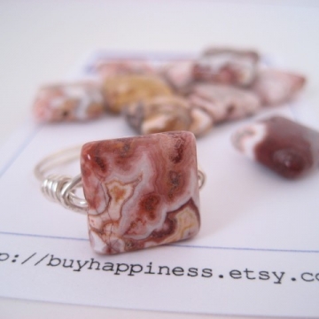 Rosetta Lace Agate Square Ring ~ Pick your stone and ring size