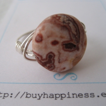 Rosetta Lace Agate Puff Coin Ring ~ Pick your stone and ring size