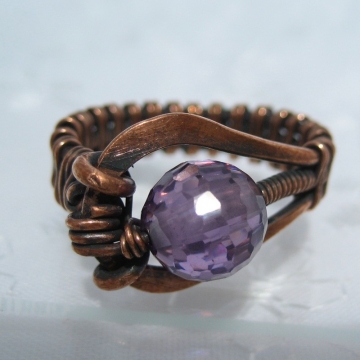 Controlled Chaos Ring - Purple Cubic Zirconia with Antiqued Copper - Many other colors available