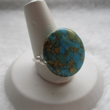 Mosaic Magnesite Puffed Coin Ring ~ Pick your stone and ring size