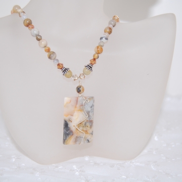 Crazy Lace Agate, Swarovski Crystals and Sterling