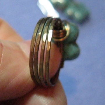 Czech Glass Flower Ring with Brass
