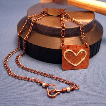 Copper Sheet with Fine Silver Heart Copper Sheet with Fine Silver Heart