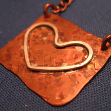 Copper Sheet with Fine Silver Heart Copper Sheet with Fine Silver Heart