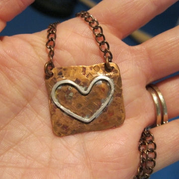 Copper Sheet with Fine Silver Heart Copper Sheet with Fine Silver Heart