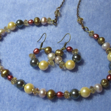 Colorful Pearls and Faceted Glass Colorful Pearls and Faceted Glass