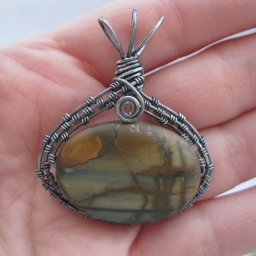 Scenic Jasper "Sunset" Oxidized Sterling Wire-Wrapped Pendant Scenic Jasper "Sunset" Oxidized Sterling Wire-Wrapped Pendant